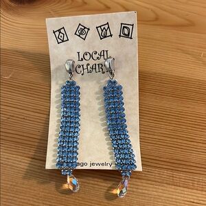 Local Charm Dangling Blue Crystal Earrings
